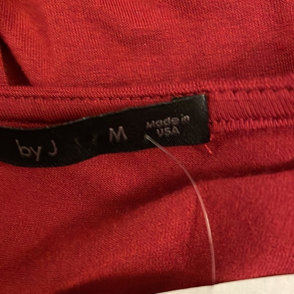 Fraiche by J Red V-Neck Long Sleeve Faux Wrap Stretch Knit Dress - Picture 8 of 11